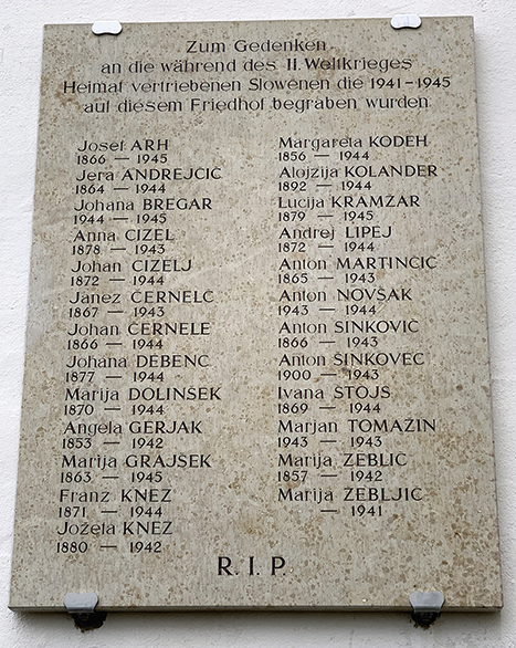 Plošča umrlih Slovencev v Neresheimu